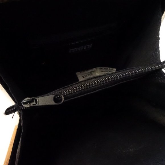 Moni Mini Black Velvet Beaded Fringe Clutch Purse - Picture 8 of 11